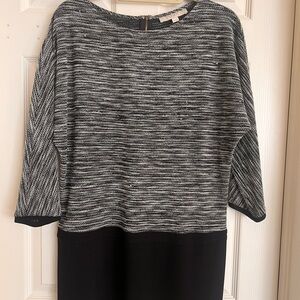 LOFT Black and White Textured Knit Dress